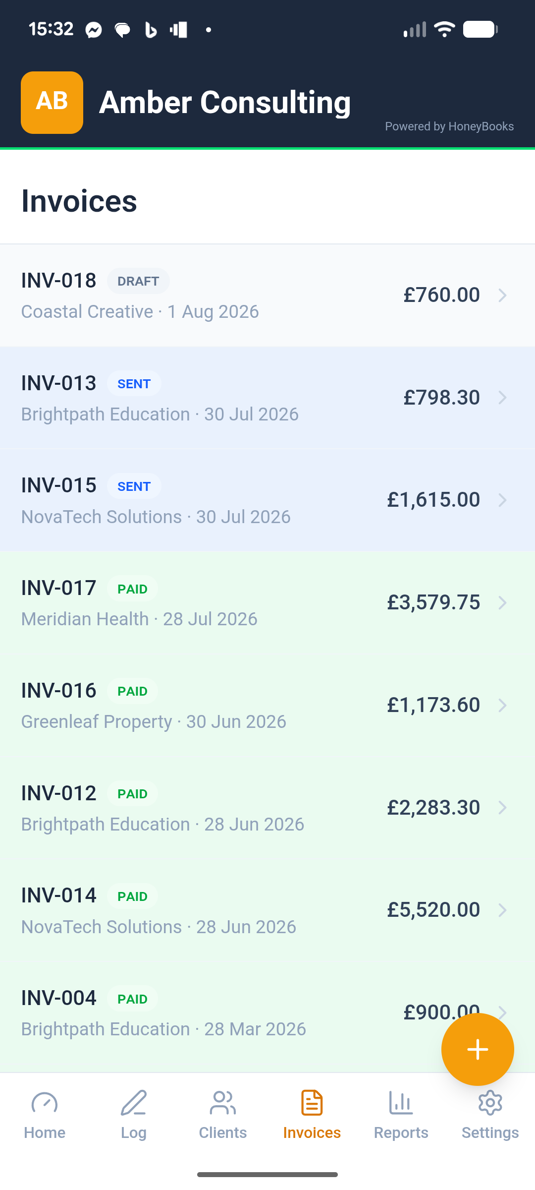 Invoicing screenshot